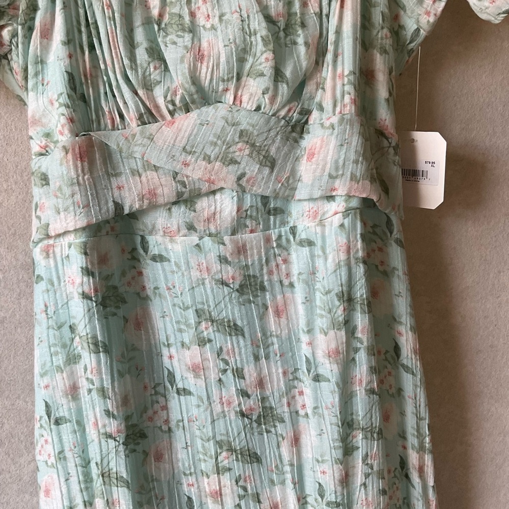 Altar'd State Floral High Low Dress - Green and Pink - Picture 3 of 10